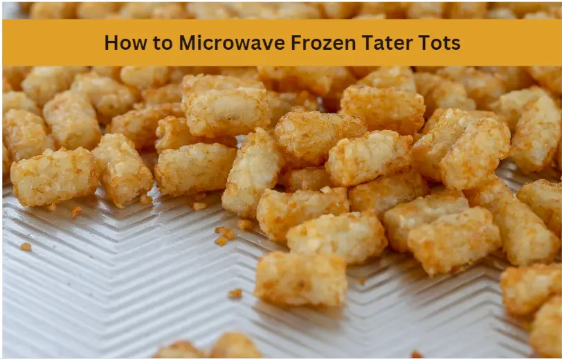 frozen tater tots being prepped for the microwave