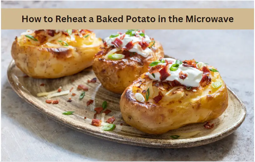 3 baked potatoes on a microwave safe plate